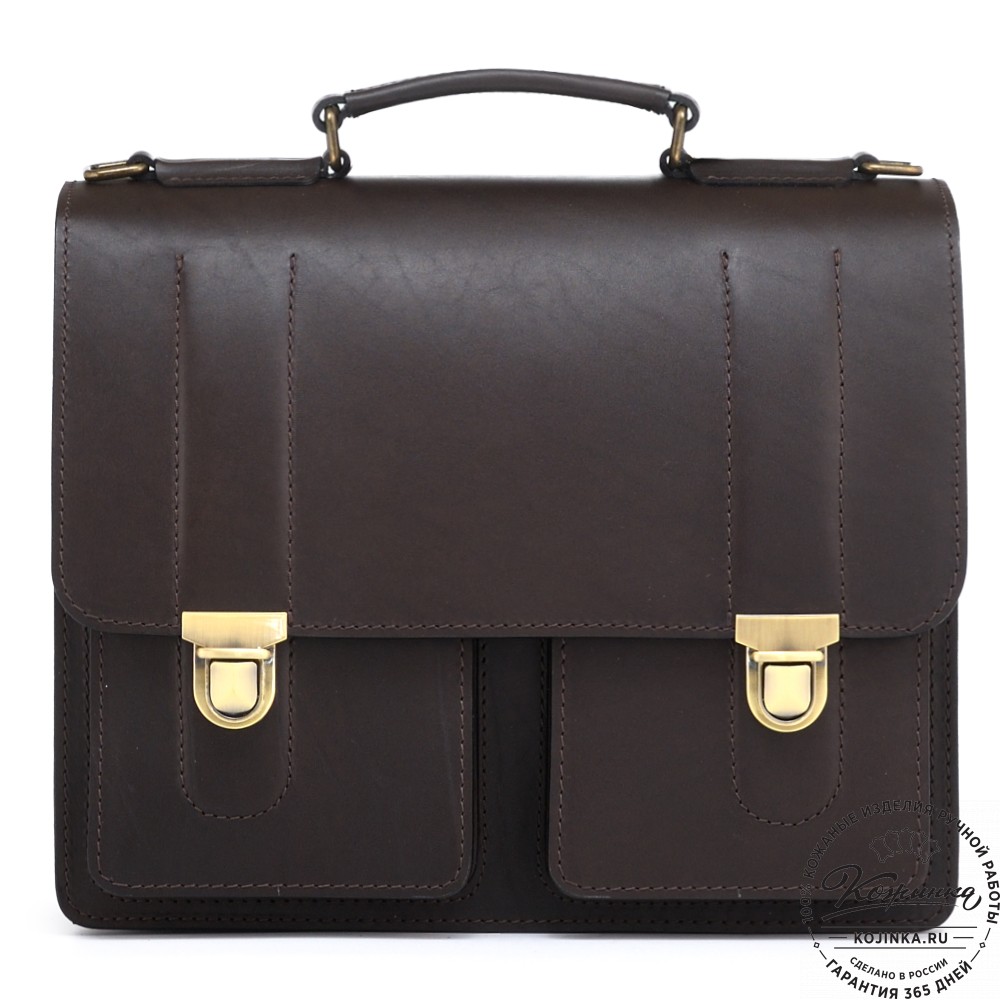 Мужской кожаный портфель "Престиж" (тёмно-коричневый)